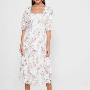 Just Me - Eyes On You Eyelet Dress, White Multi, Medium/Large** NWT!